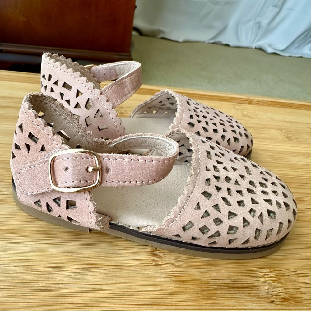 Consciously Baby Leather Pocket Sandal | Color 'Dusty Pink' | Hard Sole